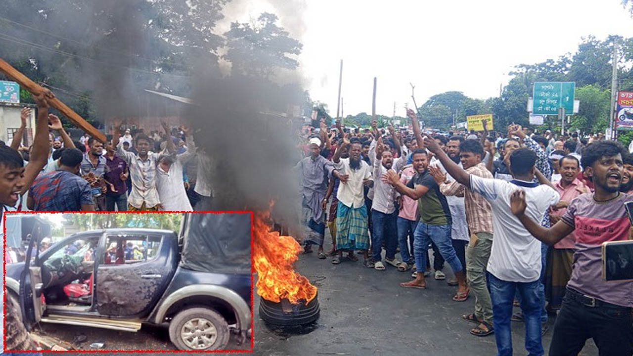 ভাঙ্গা উপজেলা পরিষদে ভাঙচুর ও আগুন