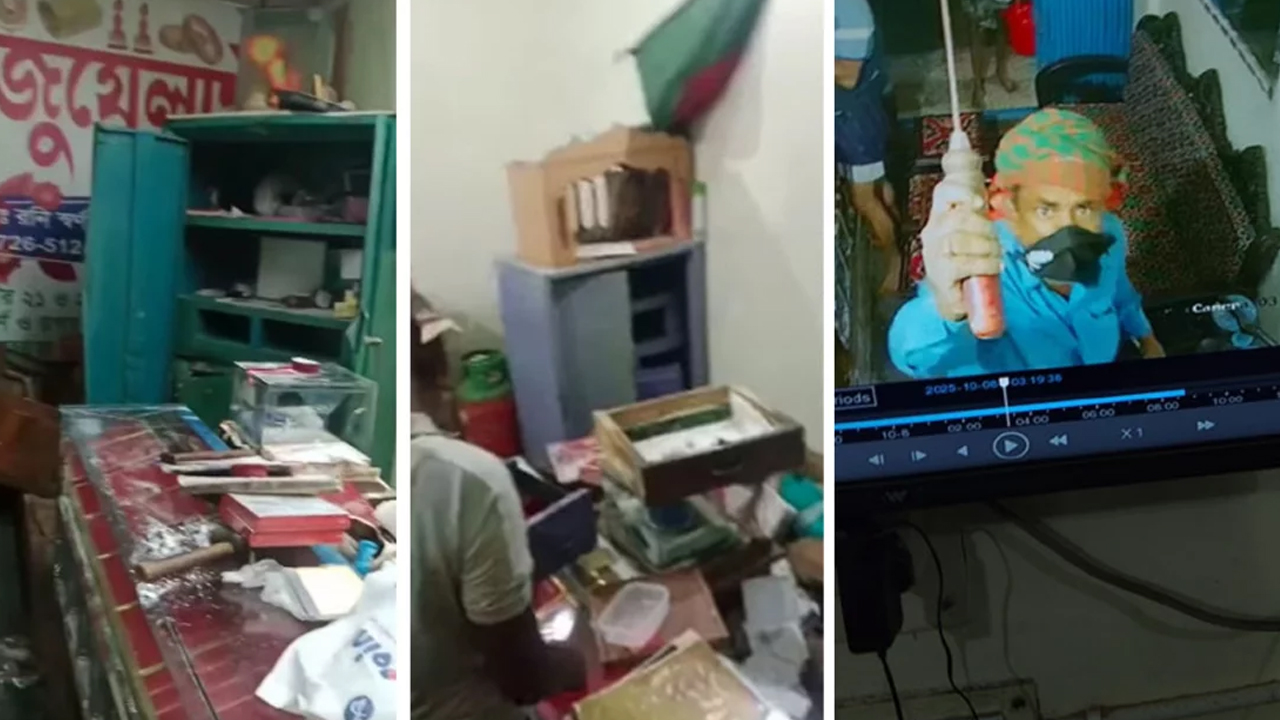 পাহারাদারদের বেঁধে স্বর্ণের দোকানসহ ৬ দোকানে ডাকাতি