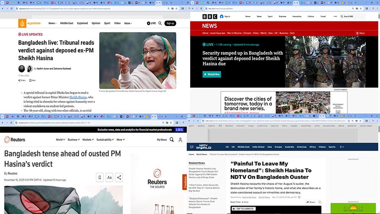 আন্তর্জাতিক গণমাধ্যমে হাসিনার মামলার রায়